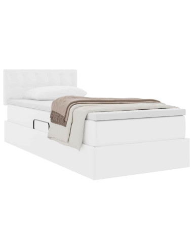 Letto con contenitore e materasso Bianco Puro 90 x 200 cm