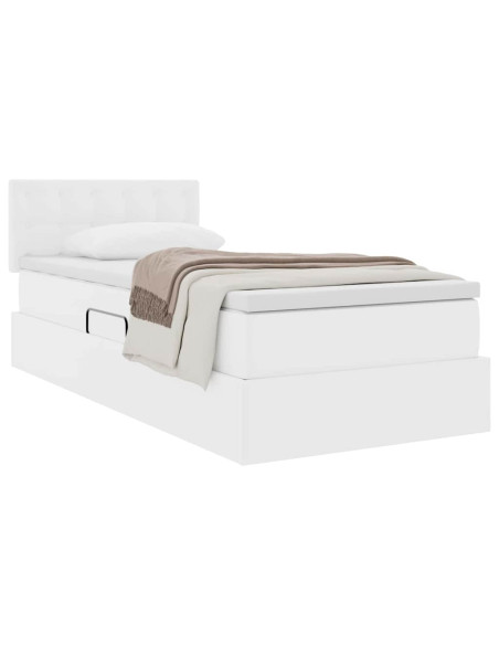 Letto con contenitore e materasso Bianco Puro 90 x 200 cm