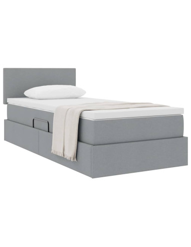 Letto con contenitore e materasso Grigio chiaro 90 x 190 cm