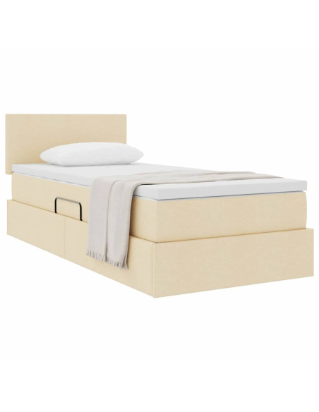 Letto con contenitore e materasso Crema 90 x 190 cm