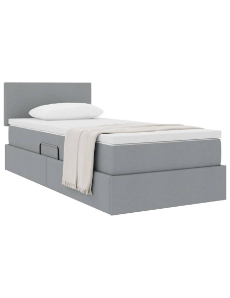 Letto con contenitore e materasso Grigio chiaro 90 x 200 cm
