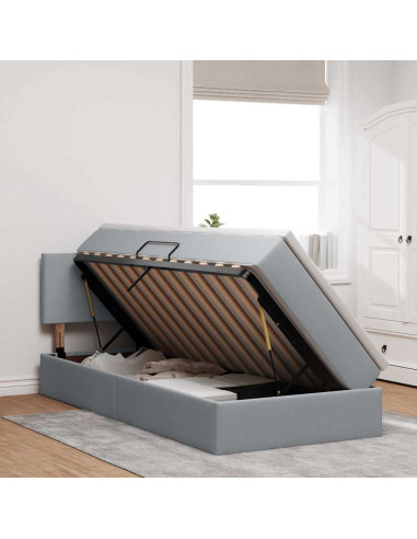 Letto con contenitore e materasso Grigio chiaro 90 x 200 cm