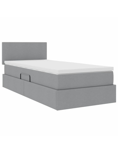 Letto con contenitore e materasso Grigio chiaro 90 x 200 cm