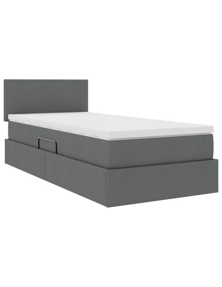 Letto con contenitore e materasso Grigio scuro 90 x 200 cm