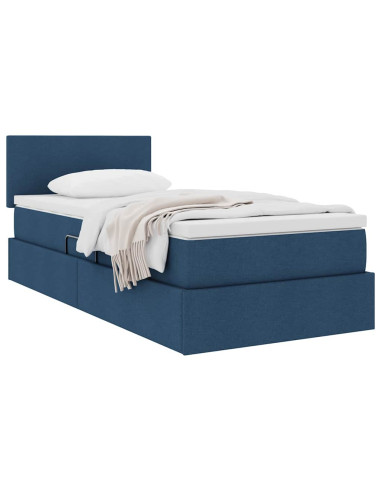 Letto con contenitore e materasso con testiera Blu 100 x 200 cm