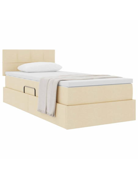 Letto con contenitore e materasso Crema 90 x 190 cm