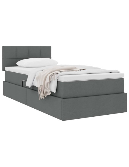 Letto con contenitore e materasso Grigio scuro 90 x 200 cm