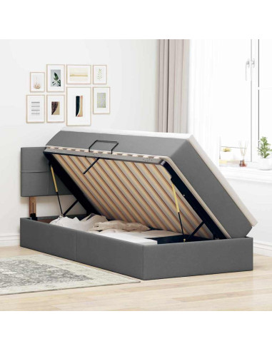 Letto con contenitore e materasso Grigio scuro 90 x 200 cm