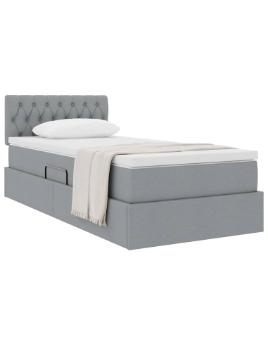 Letto con contenitore e materasso Grigio chiaro 90 x 190 cm