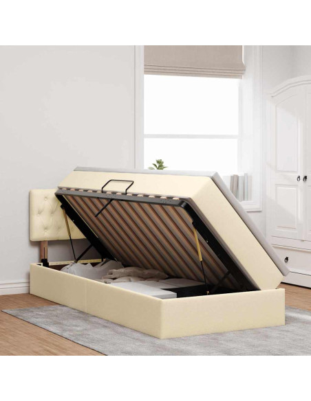 Letto con contenitore e materasso Crema 90 x 190 cm