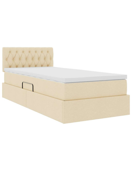 Letto con contenitore e materasso Crema 90 x 190 cm