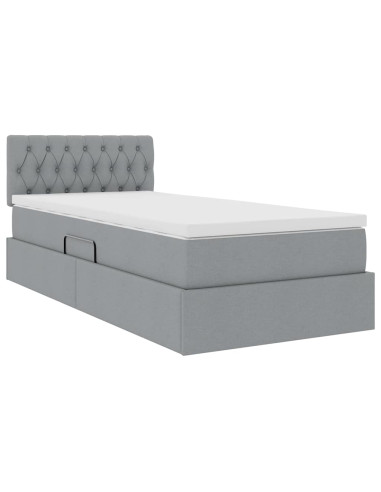 Letto con contenitore e materasso Grigio chiaro 90 x 200 cm