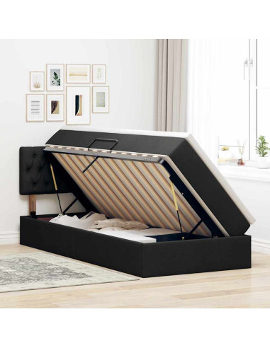 Letto con contenitore e materasso Nero 100 x 200 cm