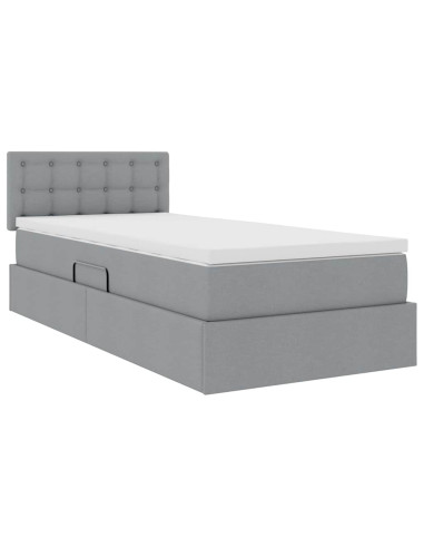 Letto con contenitore e materasso Grigio chiaro 90 x 190 cm