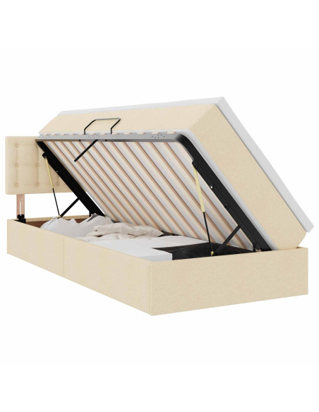 Letto con contenitore e materasso Crema 90 x 190 cm
