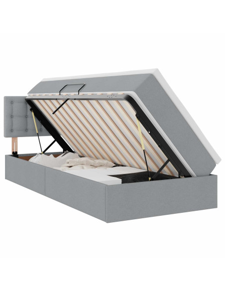 Letto con contenitore e materasso Grigio chiaro 90 x 200 cm