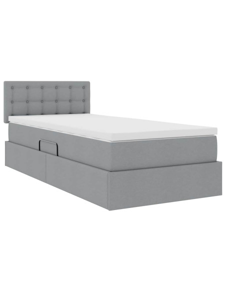 Letto con contenitore e materasso Grigio chiaro 90 x 200 cm