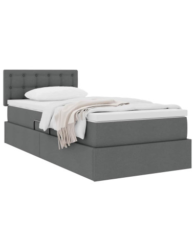 Letto con contenitore e materasso Grigio scuro 90 x 200 cm
