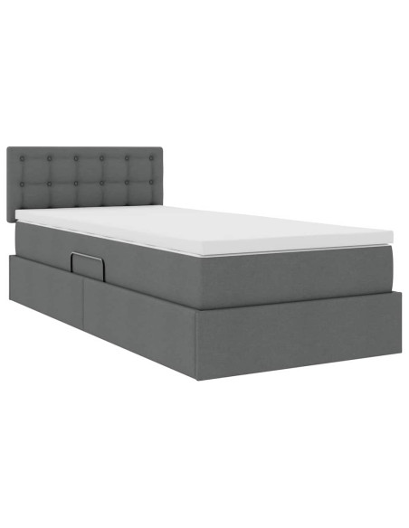 Letto con contenitore e materasso Grigio scuro 90 x 200 cm