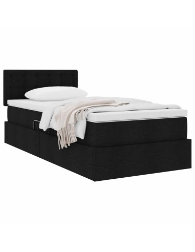 Letto con contenitore e materasso Nero 100 x 200 cm