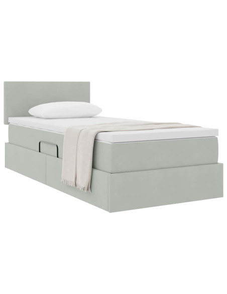 Letto con Contenitore Grigio chiaro 90 x 200 cm Velluto