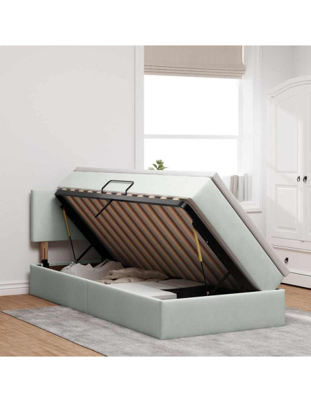 Letto con Contenitore Grigio chiaro 90 x 200 cm Velluto