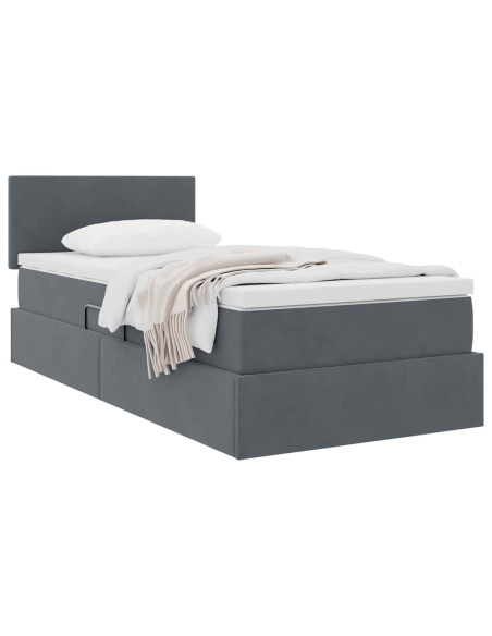 Letto con Contenitore Grigio scuro 90 x 200 cm Velluto