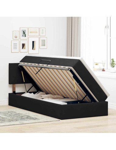 Letto con Contenitore con materasso Nero 90 x 200 cm Velluto