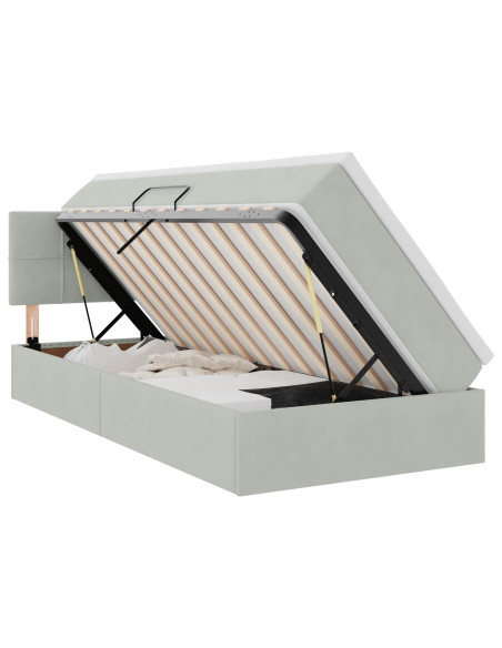 Letto con Contenitore Grigio chiaro 90 x 200 cm Velluto