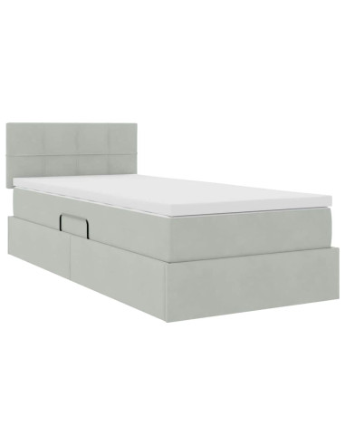 Letto con Contenitore Grigio chiaro 90 x 200 cm Velluto