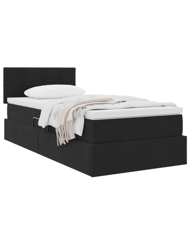 Letto con Contenitore con materasso Nero 90 x 200 cm Velluto