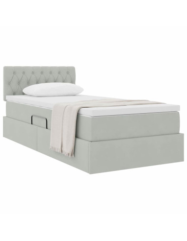 Letto con Contenitore Grigio chiaro 90 x 200 cm Velluto