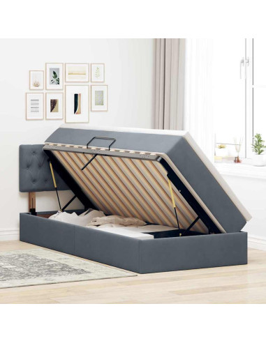 Letto con Contenitore Grigio scuro 90 x 200 cm Velluto