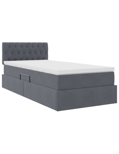 Letto con Contenitore Grigio scuro 90 x 200 cm Velluto