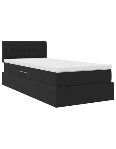 Letto con Contenitore con materasso Nero 90 x 200 cm Velluto