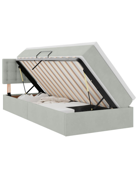 Letto con Contenitore Grigio chiaro 90 x 200 cm Velluto