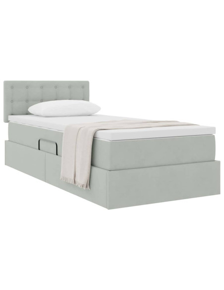 Letto con Contenitore Grigio chiaro 90 x 200 cm Velluto
