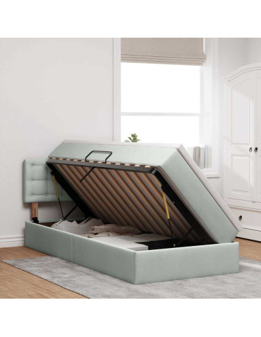 Letto con Contenitore Grigio chiaro 90 x 200 cm Velluto