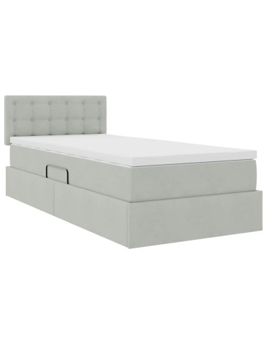 Letto con Contenitore Grigio chiaro 90 x 200 cm Velluto