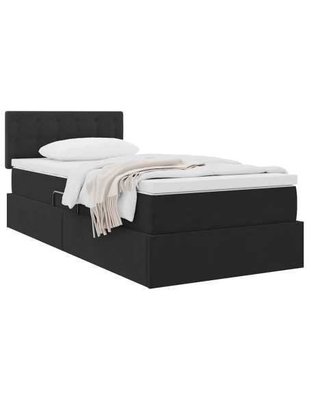 Letto con Contenitore con materasso Nero 90 x 200 cm Velluto