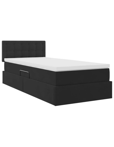 Letto con Contenitore con materasso Nero 90 x 200 cm Velluto