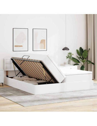 Letto con Contenitore Bianco Puro 180 x 200 cm Pelle Sintetica