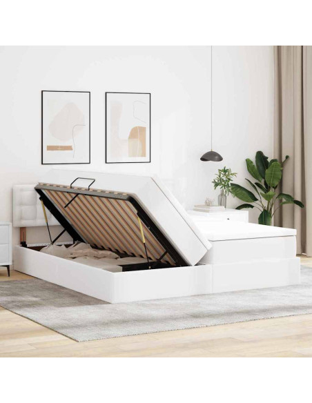 Letto con Contenitore Bianco Puro 180 x 200 cm Pelle Sintetica