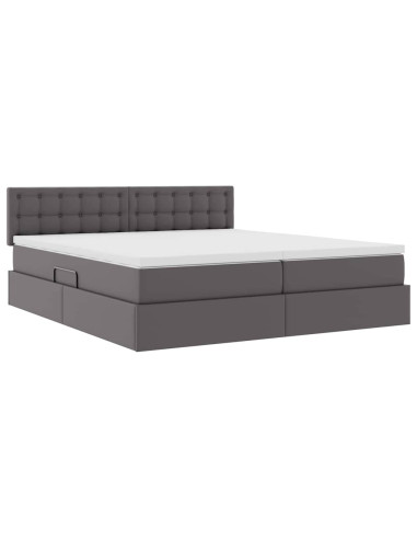Letto con Contenitore Grigio 180 x 200 cm Pelle Sintetica