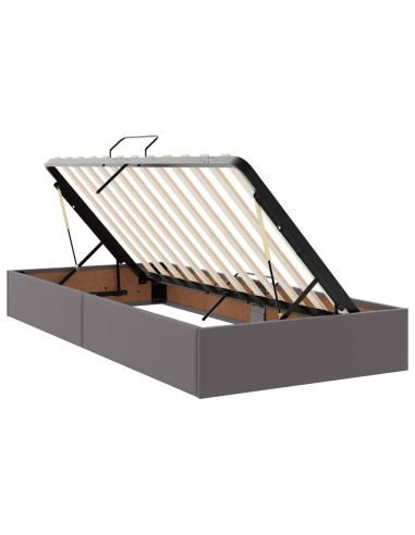 Letto con Contenitore Grigio 180 x 200 cm Pelle Sintetica