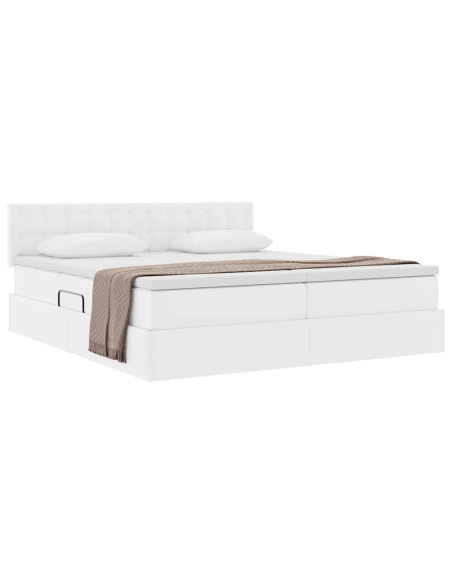Letto con Contenitore Bianco Puro 200 x 200 cm Pelle Sintetica