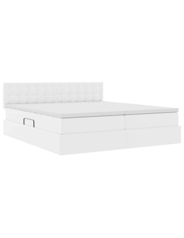Letto con Contenitore Bianco Puro 200 x 200 cm Pelle Sintetica