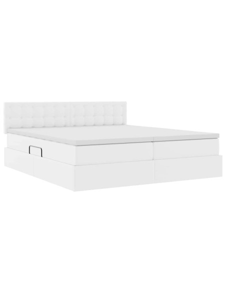 Letto con Contenitore Bianco Puro 200 x 200 cm Pelle Sintetica