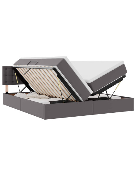 Letto con Contenitore Grigio 200 x 200 cm Pelle Sintetica