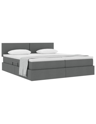 Letto con Contenitore Grigio scuro 180 x 200 cm Pelle Sintetica